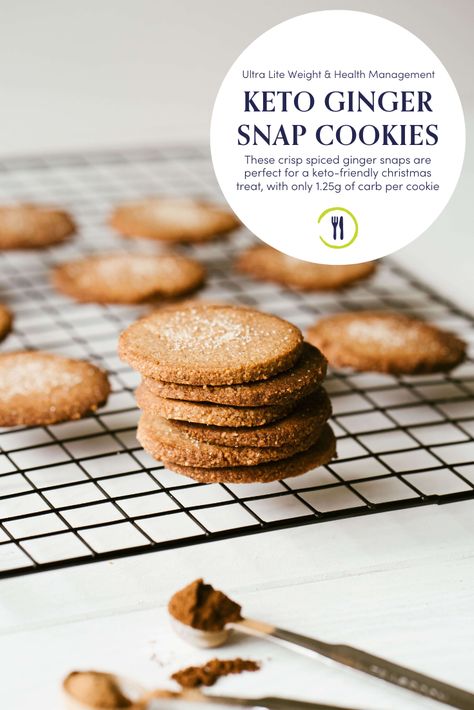 Keto Ginger Snap Cookies Low Carb Ginger Snaps, Keto Ginger Snap Cookies, Keto Ginger Snaps, Keto Ginger Cookies, Hermit Cookies, 3 Ingredient Cookies, Ginger Molasses Cookies, Keto Sweets, Keto Snack