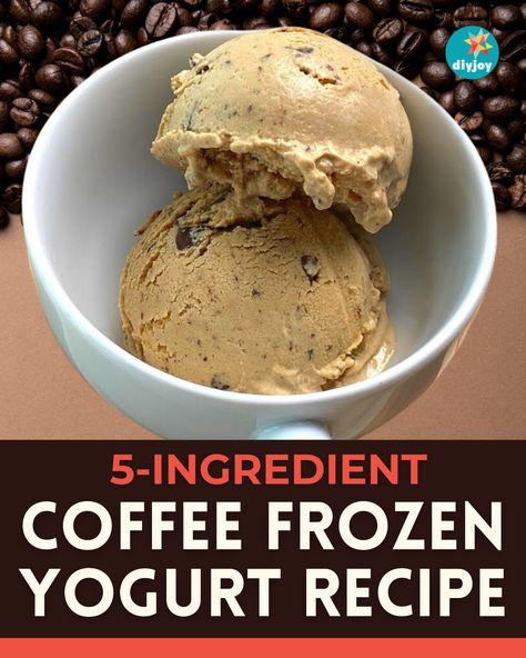 Do you love ice cream but don't want the calories? Make this coffee frozen yogurt instead! Find the recipe here. Coffee Frozen Yogurt Recipe, Coffee Frozen Yogurt, Frozen Yogurt Recipe, Coffee Muffins, Frozen Yogurt Recipes, Healthy Ice Cream Recipes, Sweet Roll Recipe, Yogurt Recipe, Dairy Free Ice Cream