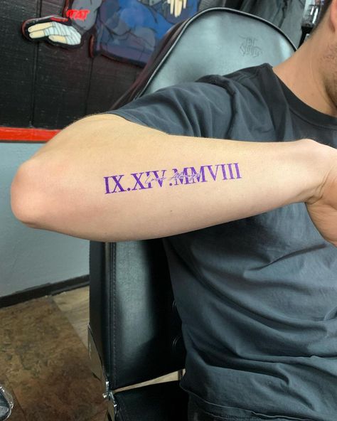 Inside Bicep Tattoo Mens Roman Numerals, Mmxx Roman Numerals Tattoo, Roman Numeral Tattoo On Leg, Roman Numeral Tattoo On Forearm, Roman Numeral Bible Verse Tattoo, Roman Numeral Tattoo Men Forearm, Arm Sleeve Tattoos Men, Roman Numeral Tattoo Forearm, Roman Numeral Tattoo Men