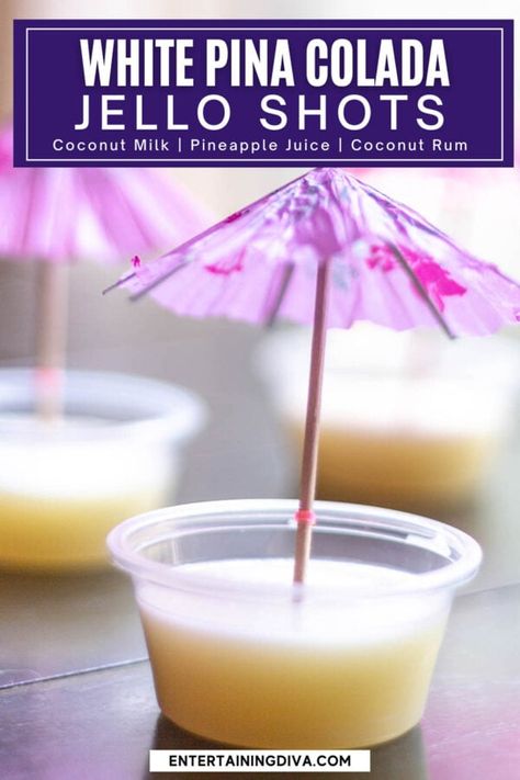 Great recipe for white jello shots that don't have any dairy in them. They're made with coconut milk, pineapple juice and Malibu coconut rum, and they taste awesome! I'll be making them for a lot of parties this summer! Pina Colada Jello Shots Recipe, Hello Shots, White Jello, Pina Colada Jello Shots, Rum Jello Shots, Best Jello Shots, Pineapple Jello, Rum Tasting, Jelly Shots