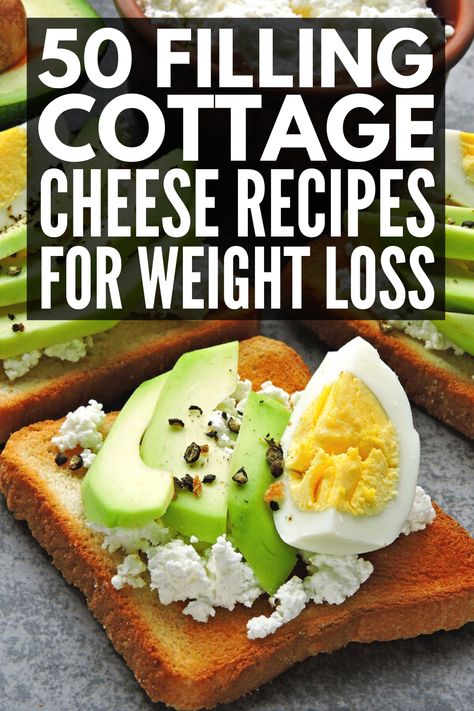 50 Filling Cottage Cheese Recipes for Weight Loss | High in protein with a low calorie and low carb count, cottage cheese is a healthy ingredient you can add to your breakfast, lunch, dinner, snack, and dessert recipes to help you feel full and lose weight! From smoothies, pancakes, and muffins, to dips, salads, sandwiches, pastas, and casseroles, to pudding, cakes, and cookies, there are tons of ways to eat cottage cheese, and we're sharing our favorites! #cottagecheese #cottagecheeserecipes Cottage Cheese Diet, Fedtforbrændende Mad, Cottage Cheese Recipes Healthy, Queso Cottage, Smoothies Vegan, Dinner Recipes Healthy Low Carb, Cottage Cheese Snack, Low Carb Low Fat Recipes, Cottage Cheese Recipes