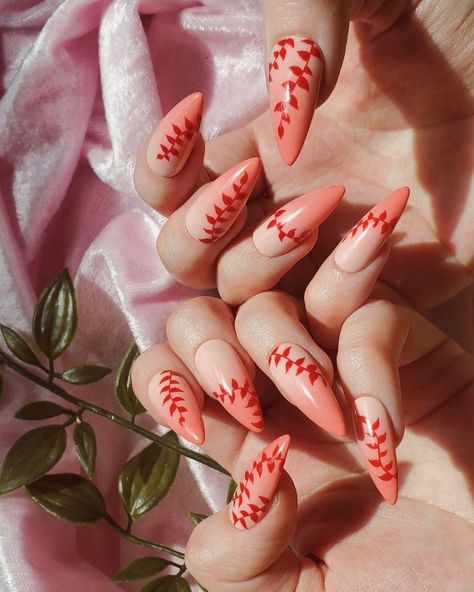 Nezuko Nail Design, Nezuko Nail Inspired, Anime Nail Designs Demon Slayer, Nezuko Nails Anime, Demon Slayer Nail Art Nezuko, Demon Nail Art, Demon Slayer Acrylic Nails, Anime Nail Ideas Demon Slayer, Demon Slayer Nails Nezuko