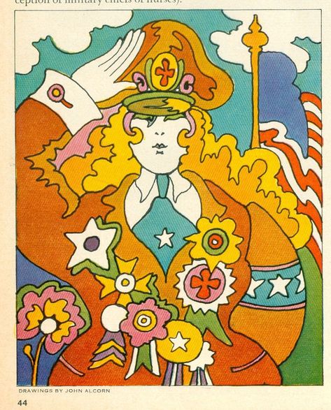 Dising Art, John Alcorn, Peter Max Art, Woman To Woman, Art Garfunkel, Print Repeat, 70s Art, 60s Art, Peter Max