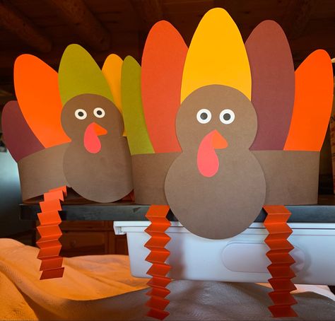 Turkey hats grandbabies ages 7 & 10 made out of cardstock!🦃 Diy Turkey Hat, Kidsgiving Ideas, Turkey Hat Craft, Thanksgiving School Party, Turkey Crafts For Kids, Turkey Hats, Boy Craft, Thanksgiving Art Projects, Diy Turkey