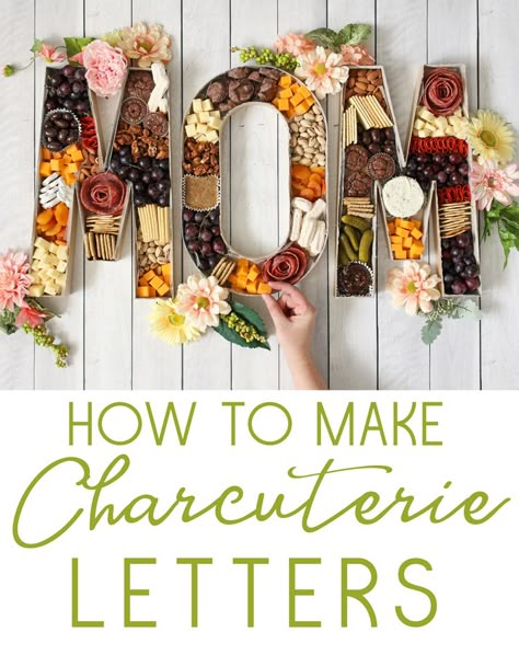 DIY Paper Mache Charcuterie Letters Paper Mache Charcuterie, Cardboard Letters Diy Decoration, Charcuterie Letters, Giant Paper Mache, Diy Paper Mache, Charcuterie Board Diy, Cheese And Chocolate, Bebe Shower, How To Make Letters