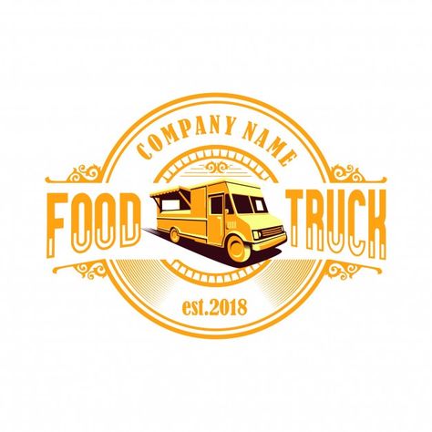 Food truck logo vector | Premium Vector #Freepik #vector #background #logo #food #business Food Truck Design Logo, Food Truck Logo, Fresh Logo Design, Truck Logo, Food Van, Nature Logo Design, Modern Business Cards Design, Food Logo Design, Vector Food