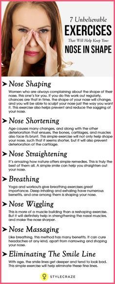 Most women who are considered beautiful, such as models and film stars, have shiny, long tresses, big eyes, rosy lips, and the best of all, a sharp nose. The nose, being the focal point of our face, seems so important. It immediately catches people’s attention. There are so many ways to make that nose look perfect. You can use makeup, or take the more complicated route of plastic surgery. You can also do these easy exercises regularly to attain the perfectly shaped nose. Sharp Nose, Nose Reshaping, Perfect Nose, Natural Hair Mask, Easy Exercises, Rosy Lips, Nose Shapes, Boost Hair Growth, Face Exercises