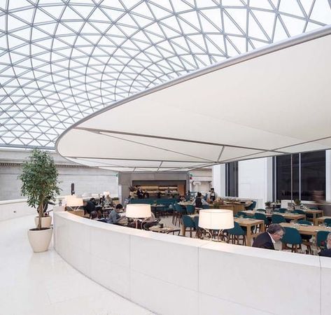 British Museum - Great Court Restaurant | Softroom | Archinect Museum Cafe, Restaurant London, Restaurant Pictures, Retail Architecture, Museum Interior, Museum Photography, Office Lobby, Coffee Bars, Lobby Interior