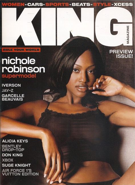 Black Model Aesthetic Photoshoot, King Magazine 2000s, 90s Cover Art, Nichole Robinson, 90s Magazine Covers, 2000s Vixen, 2000s Magazines, King Magazine, Don King