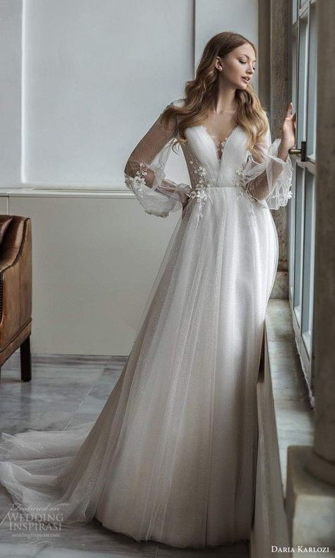 Daria Karlozi, Ethereal Wedding Dress, Sunset Glow, Ethereal Wedding, White Wedding Dress, Sleeve Wedding Dress, Ball Gowns Prom, Best Wedding Dresses, Wedding Dress Sleeves