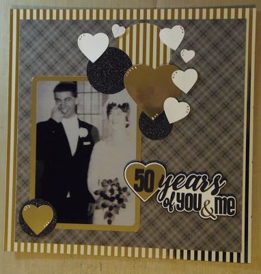 50th Anniversary Scrapbook Ideas Layout, 50th Wedding Anniversary Scrapbook Layouts, 50th Anniversary Scrapbook Ideas, Wedding Anniversary Scrapbook Ideas, 50 Year Wedding Anniversary Gifts, 50th Year Wedding Anniversary, Family Scrapbook Layouts, 50th Anniversary Cards, Traditional Anniversary Gifts