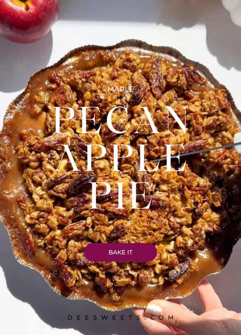 Savor the cozy flavors of fall with this Maple Pecan Apple Pie with Crumble! This delicious pie features a tender apple filling sweetened with maple syrup, topped with a crunchy pecan crumble. It’s the perfect blend of sweet, nutty, and spiced flavors, making it an ideal dessert for holiday gatherings or any autumn day. Easy to make and even easier to enjoy, this pie is sure to impress. Pecan Apple Pie, Green Apple Pie, Oreo Rice Krispie Treats, Apple Pecan Pie, Pecan Crumble, Pecan Pie Crust, Chocolate Rice Krispie Treats, Pecan Topping, Best Apple Pie