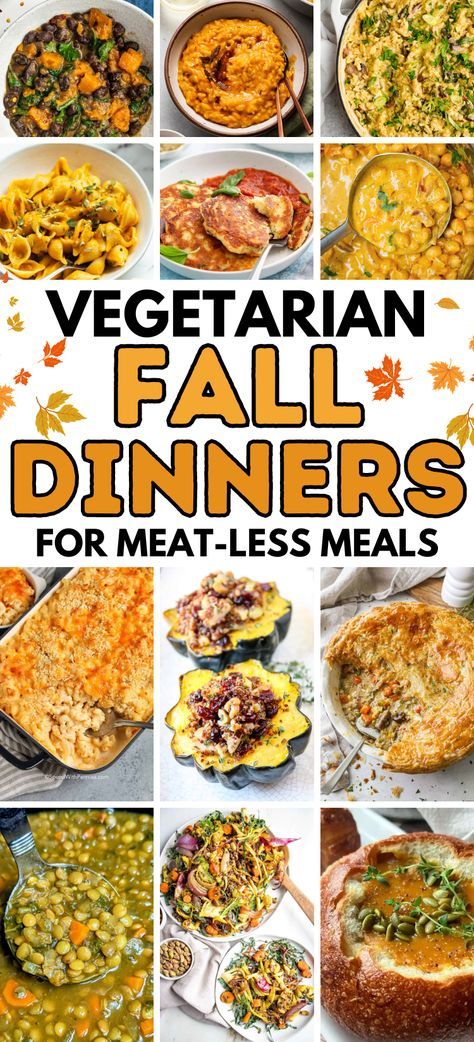 Vegetarian Fall Recipes – As the weather cools down, it’s time for some cozy, hearty and warming meals. These delicious vegetarian fall recipes are the perfect solution for creating mouth-watering yet comforting meals. Vegetarian dinner recipes, vegetarian dinner, meatless meals, vegetarian dinner ideas, vegan dinner, vegan fall dinner, vegetarian fall recipes, healthy vegetarian dinner, easy vegetarian dinner recipes, crockpot vegetarian dinner, vegetarian soup, fall soup recipes, comfort food. Easy Fall Vegetarian Dinners, What To Make With Veggies, Fall Dishes Vegetarian, Best Vegetarian Fall Recipes, Fall Veggie Meals, Vegetarian Feast Ideas, Awesome Vegetarian Recipes, Roast Dinner Vegetarian, Fall Comfort Food Vegetarian