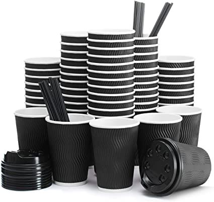 Amazon.com: Insulated Disposable Coffee Cups with Lids & Straws 12 oz, 100 Packs - Paper Cups for Hot Beverage Drinks To Go Tea Coffee Home Office Car Coffee Shop Party (Black) : Health & Household Car Coffee Shop, Coffee Shop Party, Teachers Room, To Go Coffee Cups, Jelly Cups, Disposable Coffee Cups, Cups With Lids, Paper Coffee Cup, Concession Stand