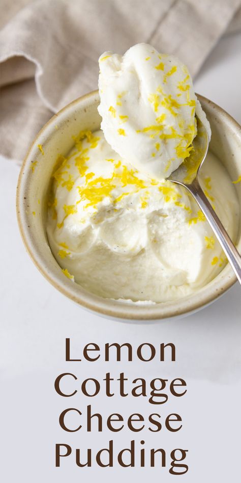 Lemon Cottage Cheese Pudding dessert is creamy and decadent, made with simple ingredients like cottage cheese, cream cheese, and lemon, and won’t sabotage your diet. It’s low in calories, high in protein, and low in sugar. Lemon Cottage Cheese Fluff, Lemon Curd Cottage Cheese, Simple Lemon Dessert Recipes, Cottage Cheese Dessert Recipes Low Carb, While Foods Recipe, Cottage Cheese Lemon Cake, Cottage Cheese Key Lime Pie, Nonfat Cottage Cheese Recipes, Small Curd Cottage Cheese Recipes