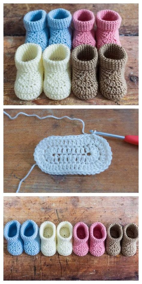 Crochet Baby Booties Free Pattern, Crocheted Baby Booties, Crochet Baby Projects, Crochet Baby Socks, Baby Booties Free Pattern, Crochet Baby Gifts, Newborn Crochet Patterns, Crochet Baby Booties Pattern, Crochet Baby Boots