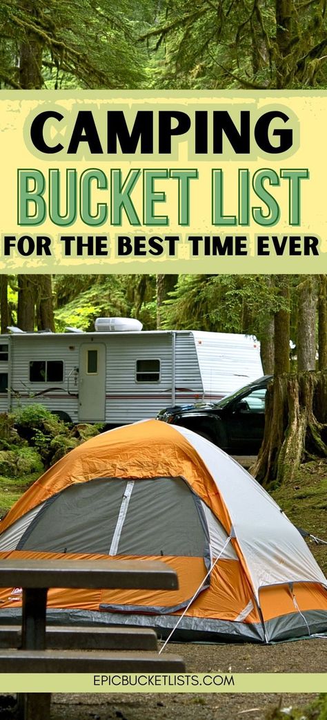 camping bucket list Stuff To Do While Camping, Fun Things To Do While Camping, Things To Do While Camping, Fun Camping Activities, Camping Bucket List, Things To Do Camping, Yurt Camping, Romantic Camping, Canoe Camping