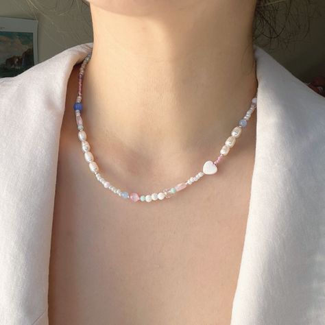 Excited to share this item from my #etsy shop: Summer Pink Freshwater Pearl Beaded Necklace, Pearl Choker, pastel color seed beads necklace, light pink blue beads necklace #pink #lovefriendship #unisexadults #yes #blue #pearlshell #summerjewelry #bohohippie #lobsterclaw Blue Beads Necklace, Seed Beads Necklace, Pearl Beaded Necklace, Blue Beaded Necklace, Beaded Necklace Diy, Beads Bracelet Design, Pink Necklace, Necklace Pearl, Beaded Bracelets Diy