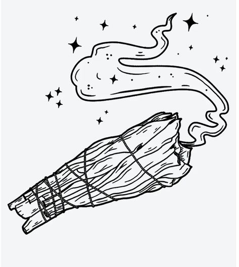 Smudge Stick Drawing, Witch Snake Tattoo, Witch Craft Drawings, Witchy Cricut Ideas, Smudge Stick Tattoo, Witchcraft Art Drawing, Easy Witchy Drawings, Pagan Art Drawings, Incense Drawing