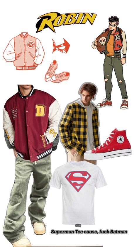 Robin Robin Inspired Outfit, Young Justice, Nightwing, Inspired Outfits, Teen Titans, Superman, Dc Comics, Outfit Inspirations, Batman