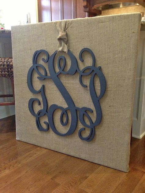 DIY monogram art Burlap Canvas, Wood Monogram, Monogram Art, Monogram Ideas, Diy Monogram, Wooden Monogram, Canvas Letters, Teenager's Room, Monogram Wall