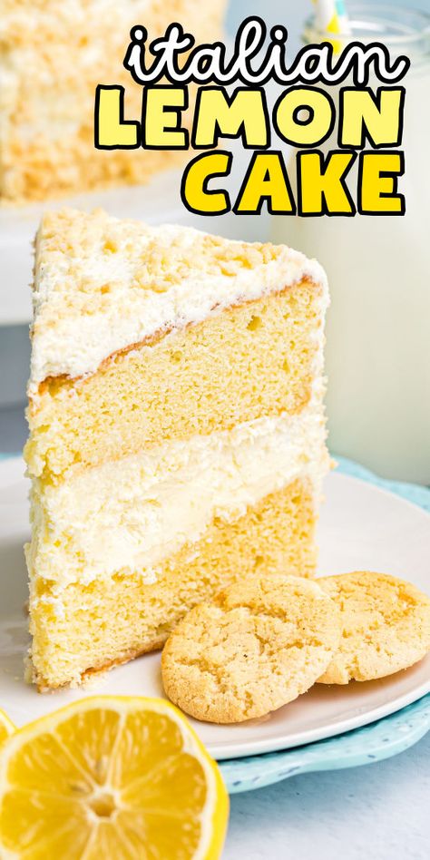 Italian style lemon cake Lemon Mascarpone Cake, Italian Lemon Cake, Lemon Mascarpone, Lemon Cream Cake, Cake With Mascarpone, Mascarpone Cake, Lemon Treats, Quick Cookies Recipes, Lemon Layer Cakes