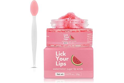 Lick Your Lips Watermelon Sugar Lip Scrub for Dry, Cracked and Dark Lips – Organic Lip Scrubs Exfoliator and Moisturizer with Lip Brush – Vegan, Cruelty-Free Lip Care Product (20g) Diy Lip Scrub Easy Recipe, Lip Scrub Aesthetic, Lip Care Aesthetic, Watermelon Sugar Scrub, Edible Lip Scrub, Watermelon Lip Scrub, Lip Sugar Scrub, Lip Lightening, Lip Care Products