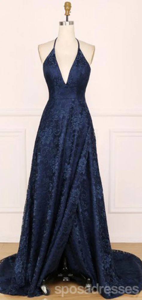 Dark Blue Prom Dresses, Dark Blue Prom Dress, Prom Dresses Cheap, Halter Prom Dresses, V Neck Prom Dresses, Blue Wedding Dresses, Dresses Cheap, Prom Dress Inspiration, Pretty Prom Dresses