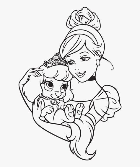 Pets Coloring Pages, Disney Princess Pets, Princess Coloring Sheets, Cinderella Coloring Pages, Disney Princess Colors, Puppy Coloring Pages, Disney Princess Coloring Pages, Cinderella Dress, Princess Coloring Pages