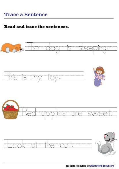 Trace And Write Sentences, Tracing Sentences Worksheets, Kindergarten Writing Worksheets, Handwriting Practice Sentences, Penmanship Worksheets, Tracing Words, Capacity Worksheets, Sentences Kindergarten, Writing Sentences Worksheets