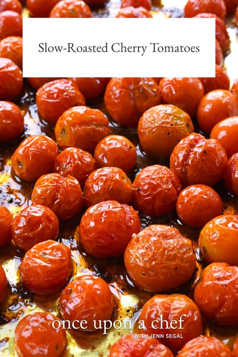 Slow-Roasted Cherry Tomatoes Roasted Cherry Tomatoes Air Fryer, Roasted Cherry Tomatoes Oven, How To Roast Cherry Tomatoes In The Oven, Slow Roasted Cherry Tomatoes Oven, Oven Roasted Cherry Tomatoes And Zucchini, Excess Cherry Tomatoes, Oven Roasted Cherry Tomatoes, Tomato Caprese, Cherry Tomato Recipes