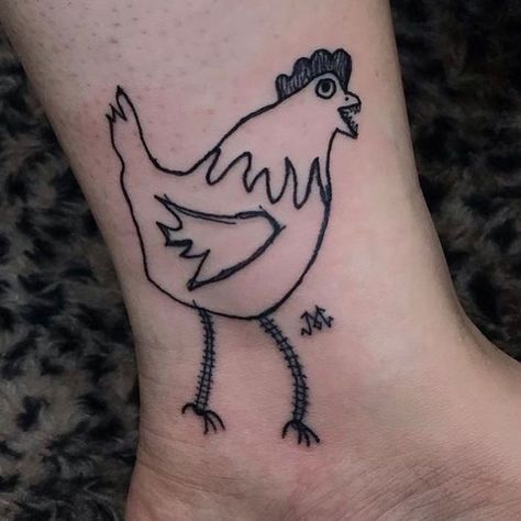 Chicken Tattoo Ideas, Really Bad Tattoos, Chicken Tattoo, Bad Painting, Bad Drawings, Bad Tattoos, Change Image, Tattoo Trends, Ankle Tattoo