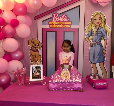 Barbie birthday party! Inspiration for cake and backdrop. Barbie Dream House Party Ideas, Barbie Dream House Birthday Party, Barbie Dream House Party, Barbie Dream Together Party, Barbie Dream House Adventures Wallpaper, Barbie Dream House Adventures Room, Barbie Dream House Toy, House Birthday Party, Adventure Birthday Party