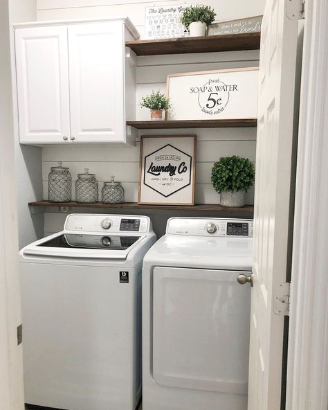 LAUNDRY ROOM REVEAL!! 🤩 swipe right to see before!! y’all this transformation makes me so happy! We have been wanting to redo this room… Above Laundry Storage, Traditional Coastal Decor, Laundy Room, Laundry Room Organization Storage, Small Laundry Room Makeover, Small Laundry Room Organization, Tiny Laundry Rooms, Dream Laundry Room, Laundry Room Closet