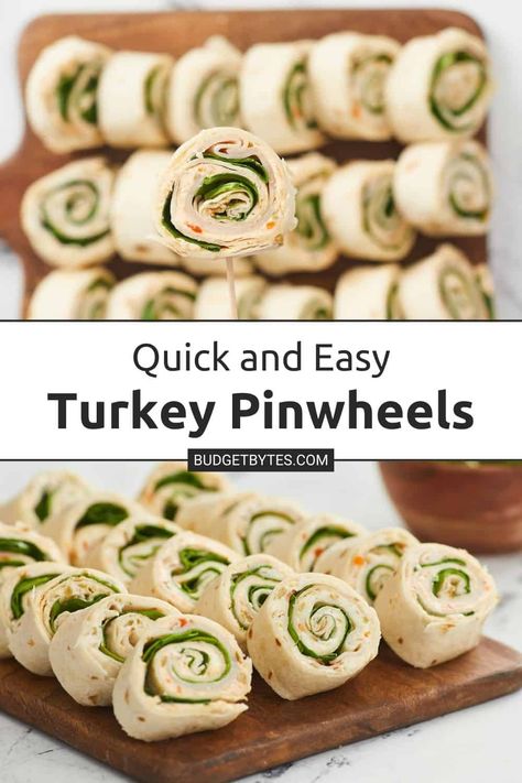 Turkey Rolls Ups, Roll Up Pinwheel Sandwiches, Sandwich Wraps For Parties, Simple Party Sandwiches, Turkey And Cheese Pinwheels Roll Ups, Small Turkey Sandwiches For Party, Pinwheel Lunch Ideas Healthy, Turkey Wrap Pinwheels, Turkey Roll Ups With Cream Cheese