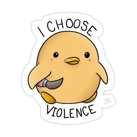 Cute Quotes Stickers, Animals With Knives, Cute Simple Stickers, Cute Stickers Ideas, Cute Funny Stickers, Weird Stickers, Stickers Ideas, Inner Thoughts, Cute Laptop Stickers