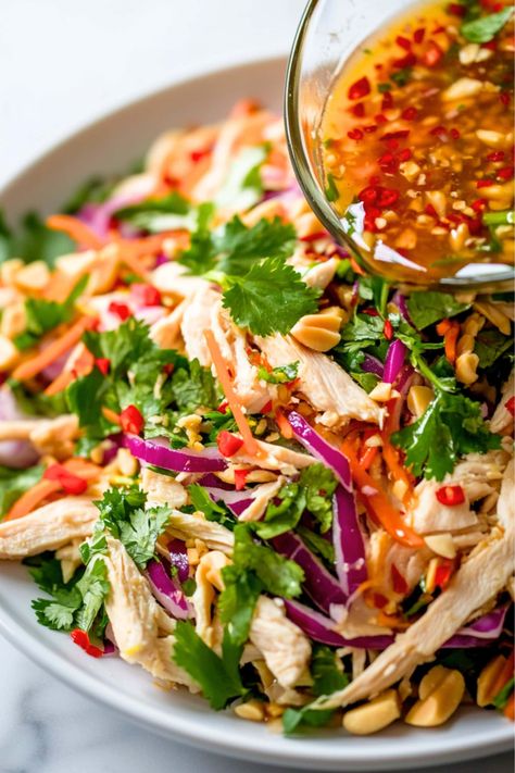 Vietnamese Chicken Salad - Insanely Good Vietnamese Chicken Salad, Vietnamese Chicken, Asian Chicken Salads, Spicy Salad, Chicken Veggies, Pre Cooked Chicken, Crunchy Salad, Poached Chicken, Asian Salad