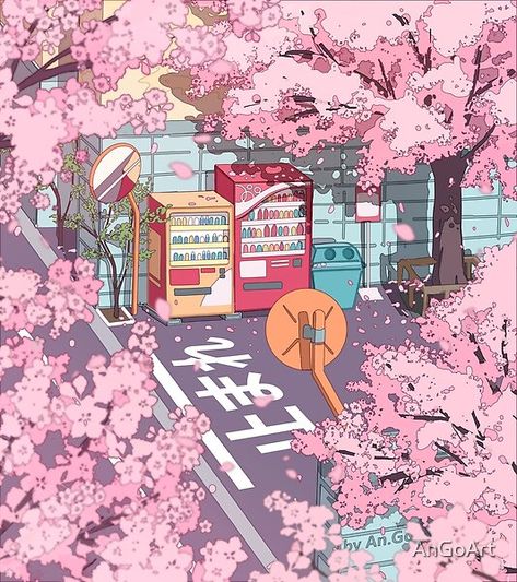 Aesthetic Tokyo, Tree Blossom, Cherry Blossom Trees, Pink Sakura, Sakura Tree, Tokyo Street, Vending Machines, Beautiful Aesthetic, Blossom Trees