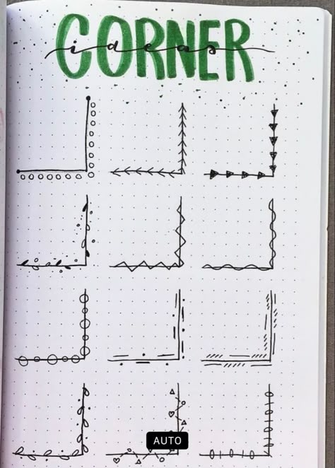 Notebook Boundary Design, Doodles For Class Notes, Borderline Design For Project Ideas, Journal Corner Designs, Doodle Corner Borders, Bullet Journal Borders, Journal Border Ideas, Journal Dividers, Doodle Journal