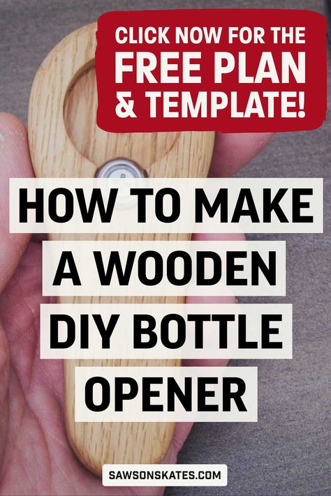 Pop tops in style. Make this stunning handheld DIY bottle opener from scrap wood. FREE template and easy-to-follow instructions included. Diy Wood Bottle Opener, Bottle Openers On Wood, Bottle Opener Diy, Diy Bottle Opener, Bottle Opener Sign, Woodworking Jig Plans, Bottle Opener Design, Wood Bottle Opener, Diy Kitchen Projects