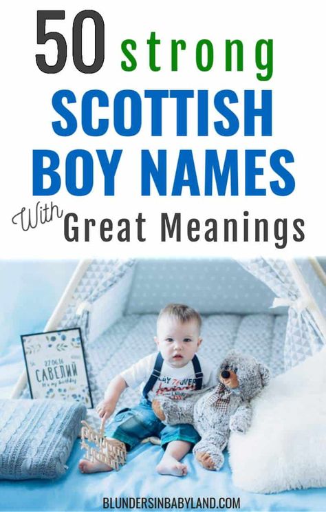 Do you love Scottish baby names? I sure do! Here are a few of my favorite strong Scottish boy names with meanings. Includes Gaelic boy names and anglicized #babyboy #babynames #boynames #scottishboynames Scottish Names Boys, Scottish Boy Names, Celtic Boy Names, Gaelic Boy Names, Scottish Surnames, Scottish Nursery, Scottish Baby Names, Scottish Boys Names, Irish Boy Names