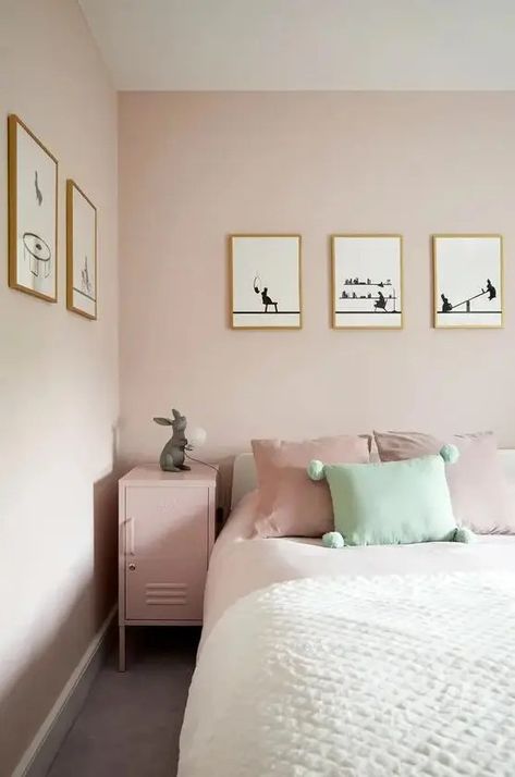 Kensal Rise, Pink Bedroom Walls, Pink Bedroom Design, Room Color Combination, Wall Color Combination, Pastel Bedroom, Bedroom Color Combination, Room Wall Colors, Pink Bedroom Decor