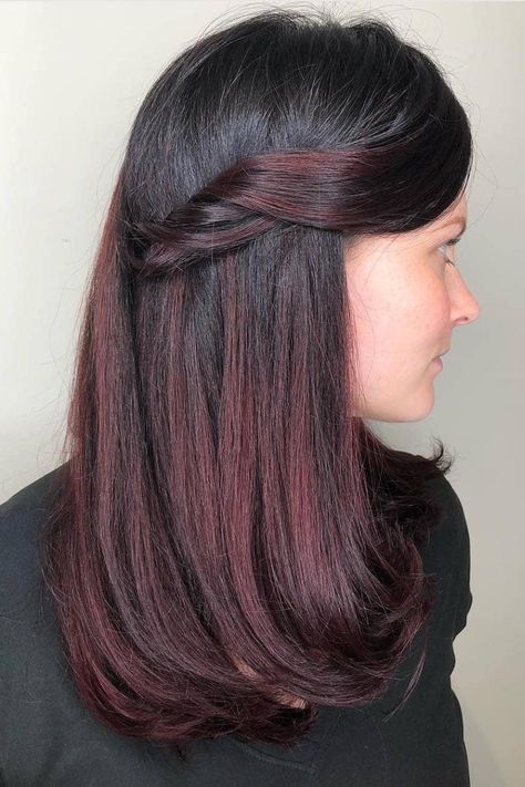 Winter Hair Ideas, Butter Blonde, Black To Red Ombre, Dark Red Hair Color, Red Hair Looks, Black Red Hair, Shades Of Red Hair, Gold Hair Colors, Black Hair Balayage