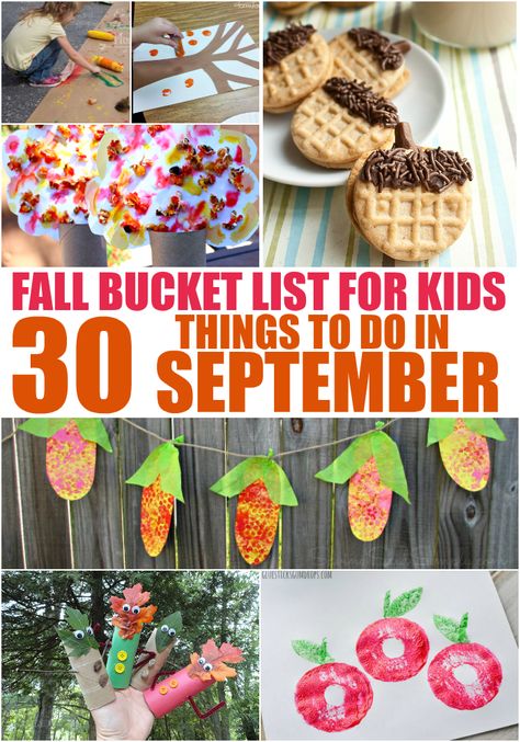 Fun doesn't have to stop once fall arrives! We've got the latest addition to our kids bucket list -- 30 Things to Do in September! September Bucket List For Kids, Things To Do In September, Kids Bucket List, Kanban Crafts, September Activities, Fall Arts And Crafts, Autumn Activities For Kids, Fall Cooking, Fall Preschool