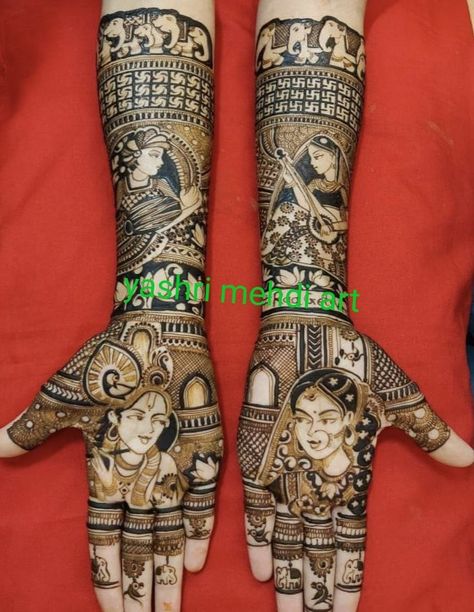 Bridal radha krishna Radha Krishna Bridal Mehndi, Radha Krishna Mehndi Design Bridal, Radha Krishna Mehandi Design, Radha Krishna Mehendi Designs, Radha Krishna Mehndi Design, Bridal Mehendi Designs Wedding, Engagement Mehendi, Mehandi Design For Hand, Mehedi Design