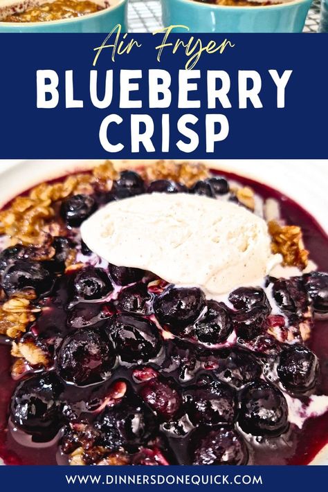 Craving a sweet and crispy dessert? This Air Fryer Blueberry Crisp recipe is a game-changer! 😍🔥🍇✨ Try it today and satisfy your dessert cravings in no time! #DinnersDoneQuick #BlueberryCrisp #BlueberryCrispRecipe #BlueberryCrispEasy #EasyBlueberryCrisp #BlueberryCrispOats #BlueberryOatCrisp #BlueberryCrispAirFryer #BlueberryCrispCobbler #BlueberryCrispforOne #Blueberry #BlueberryRecipes #BlueberryDessertRecipes #BlueberryDessert Air Fryer Blueberry Crisp, Healthy Blueberry Recipes, Peanut Butter Blueberry, Berry Dessert Recipes, Blueberry Crisp Recipe, Refreshing Summer Recipes, Berry Crisp, Blueberry Crisp, Blueberry Oat