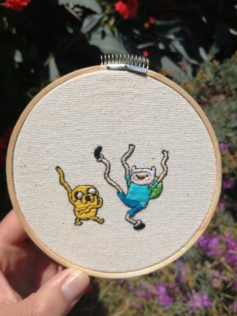 Adventure time embroidery Adventure Time Embroidery Pattern, Adventure Time Punch Needle, Adventure Time Embroidery, Minecraft Embroidery, Adventure Time Diy, Cosplay Embroidery, Embroidery Characters, Embroidery Boyfriend, Adventure Time Crochet