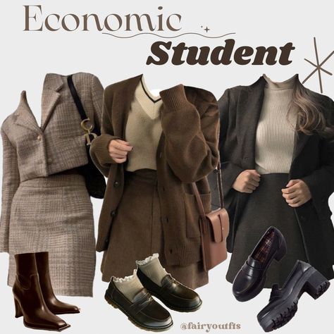 Economics Student Aesthetic Outfit, Dark Adecamia Fashion, Accounting Student Outfit, Accounting Outfit Women, Infp Aesthetic Outfit, Infp Fashion, Mbti Style, Brown Cardigan Outfit, Corporate Siren