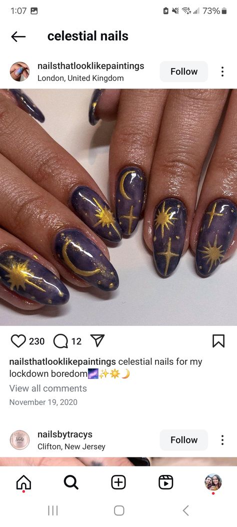 Mooncat Nails, Moon Star Nails, Moon Inspired Nails, Moon And Stars Nails, Sun And Moon Nails, Nails Board, Sun Nails, Witchy Nails, Short Gel Nails