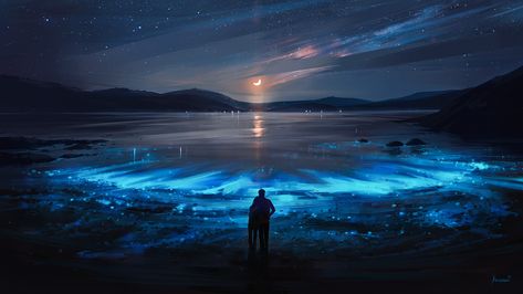 Alena Aenami, Description Instagram, Desktop Background Images, Night Scenery, Secret Places, Colorful Landscape, Environment Concept Art, Backgrounds Desktop, Anime Scenery